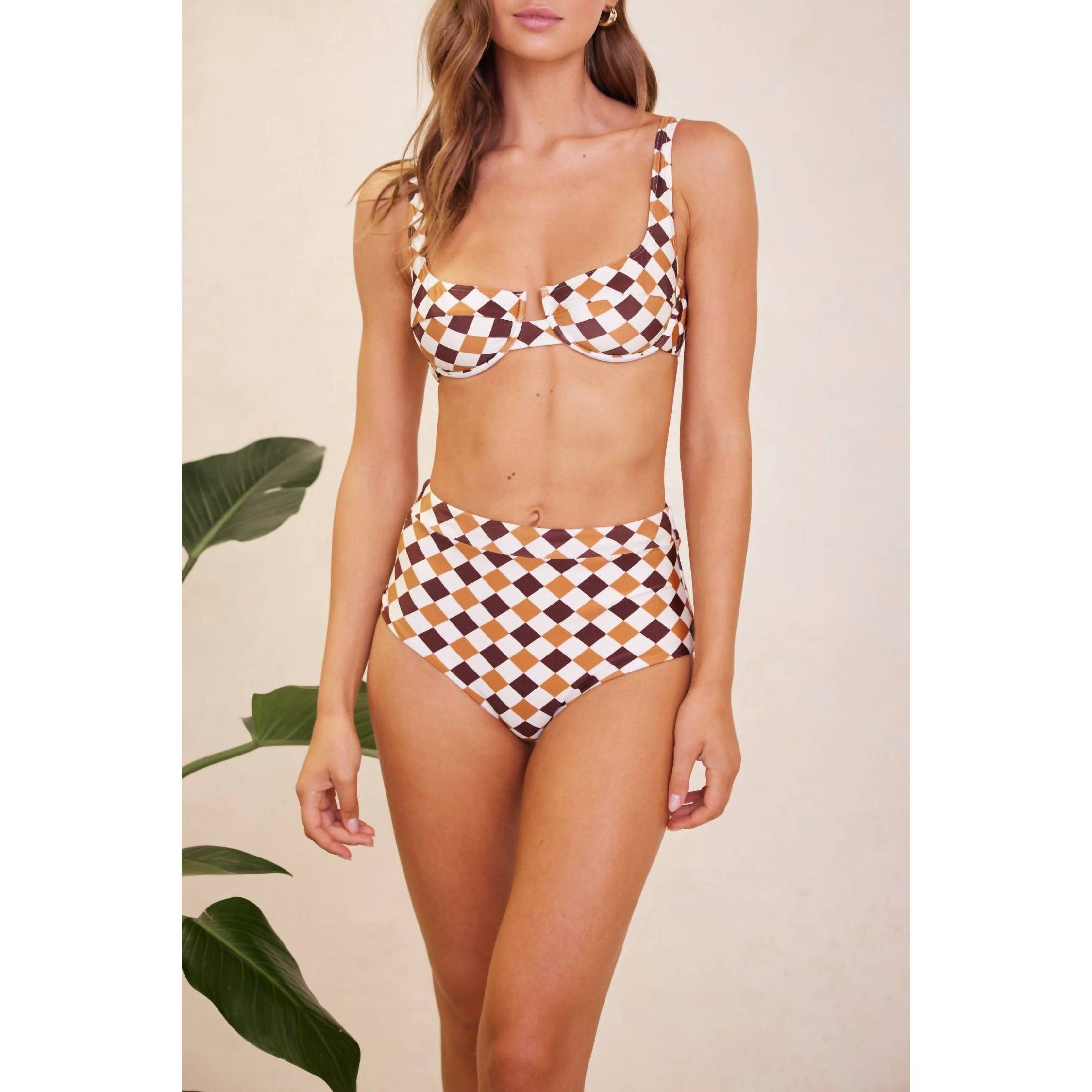 New Minkpink Penne Bikini Top In Check